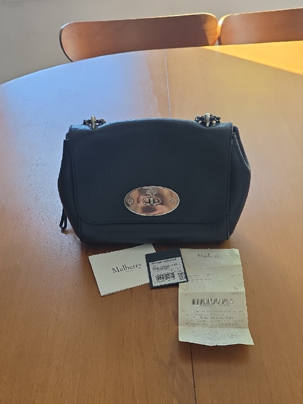 Mulberry Midnight/Navy Pebbled Leather Shoulder Bag with Silver Turnlock - Picture 3 of 11